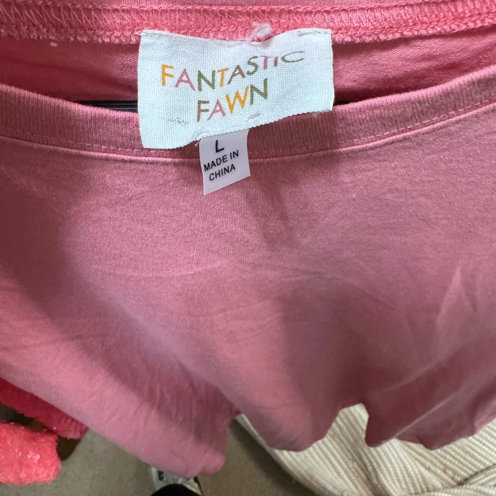 Pink Sequin Short Sleeve Women's Top by Fantastic Fawn - Picture 2 of 5